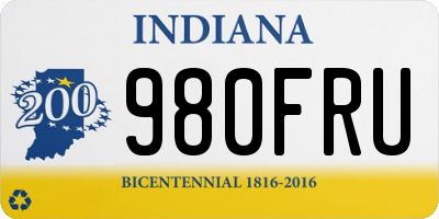 IN license plate 980FRU