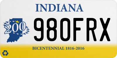 IN license plate 980FRX
