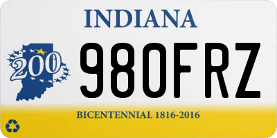 IN license plate 980FRZ
