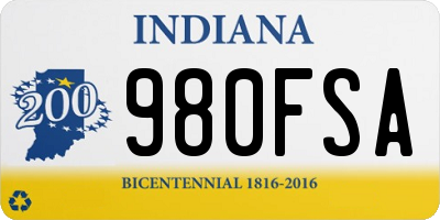 IN license plate 980FSA