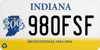 IN license plate 980FSF