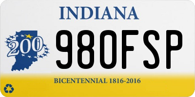IN license plate 980FSP
