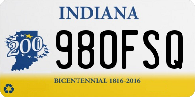 IN license plate 980FSQ