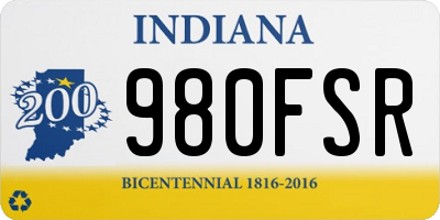 IN license plate 980FSR
