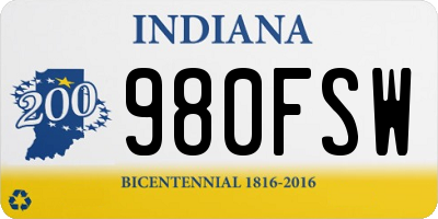 IN license plate 980FSW