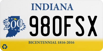 IN license plate 980FSX