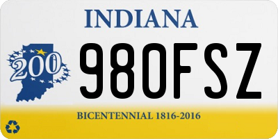 IN license plate 980FSZ