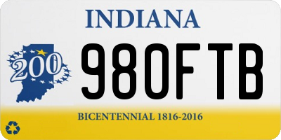 IN license plate 980FTB