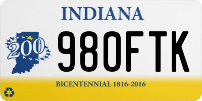 IN license plate 980FTK