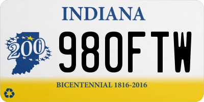 IN license plate 980FTW