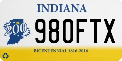 IN license plate 980FTX