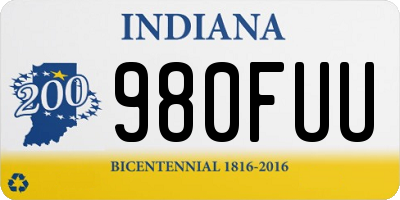 IN license plate 980FUU