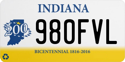 IN license plate 980FVL