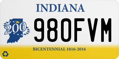 IN license plate 980FVM
