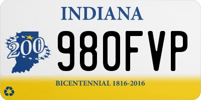 IN license plate 980FVP