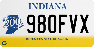 IN license plate 980FVX