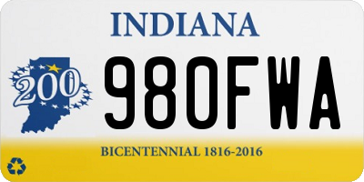 IN license plate 980FWA