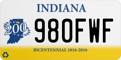 IN license plate 980FWF