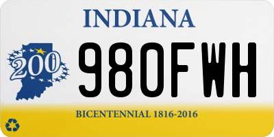 IN license plate 980FWH