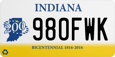 IN license plate 980FWK