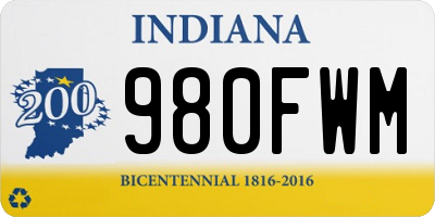 IN license plate 980FWM