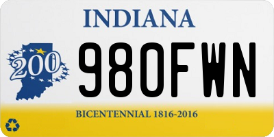 IN license plate 980FWN