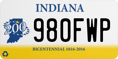 IN license plate 980FWP