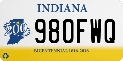 IN license plate 980FWQ