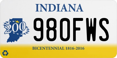 IN license plate 980FWS