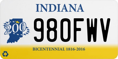 IN license plate 980FWV