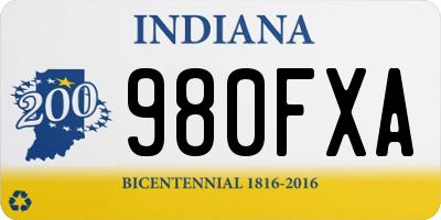 IN license plate 980FXA