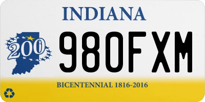 IN license plate 980FXM