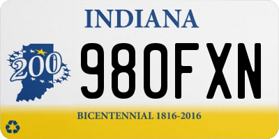IN license plate 980FXN