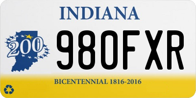 IN license plate 980FXR