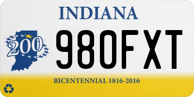 IN license plate 980FXT