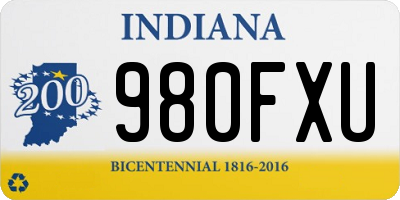 IN license plate 980FXU