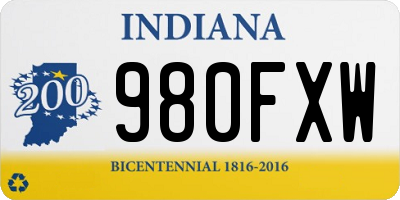 IN license plate 980FXW