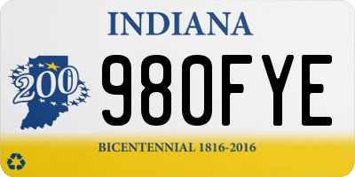 IN license plate 980FYE