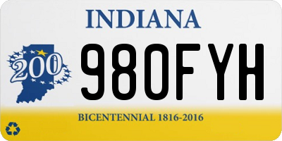 IN license plate 980FYH