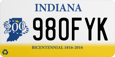 IN license plate 980FYK