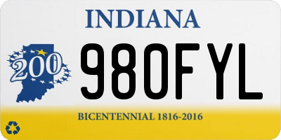 IN license plate 980FYL