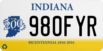 IN license plate 980FYR