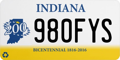 IN license plate 980FYS