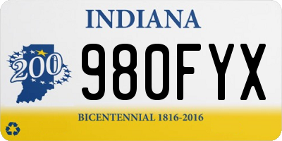 IN license plate 980FYX