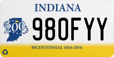 IN license plate 980FYY