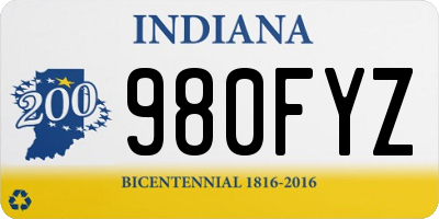 IN license plate 980FYZ