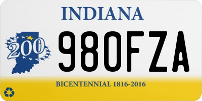 IN license plate 980FZA