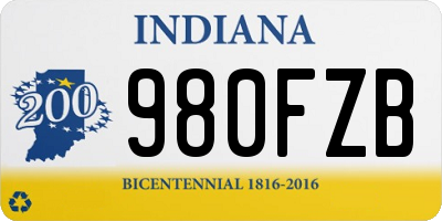 IN license plate 980FZB