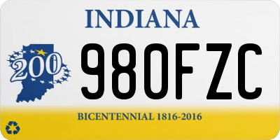 IN license plate 980FZC
