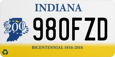 IN license plate 980FZD